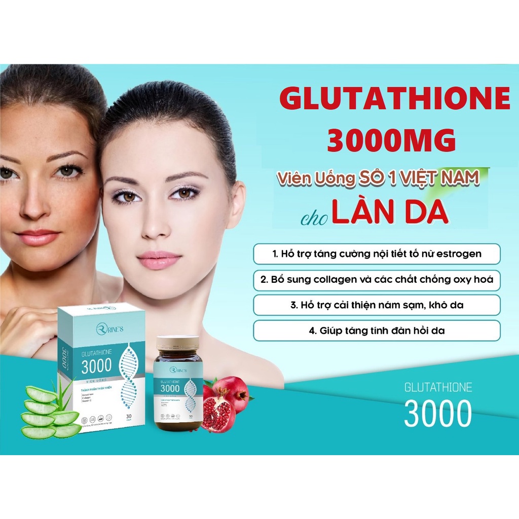 Viên uống trắng da glutathione 3000 - Da trắng bật tông, mờ nám, tàn nhang