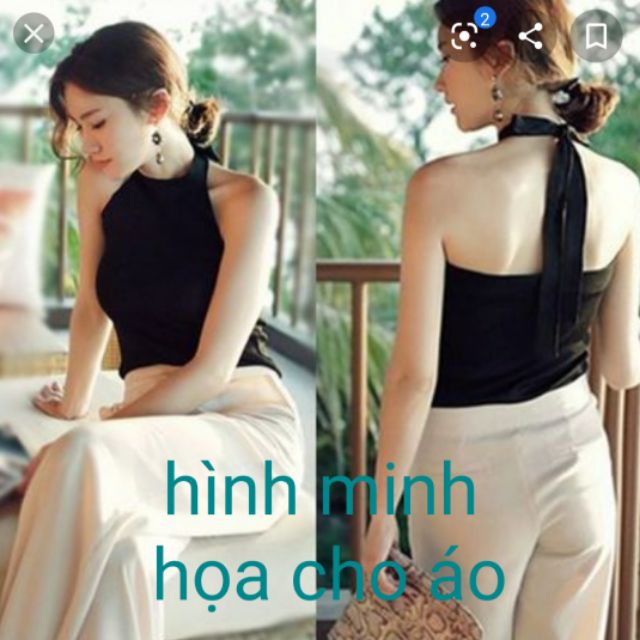Áo thun 3 lỗ có dây cột thắc nơ phía sau cổ xuất dư