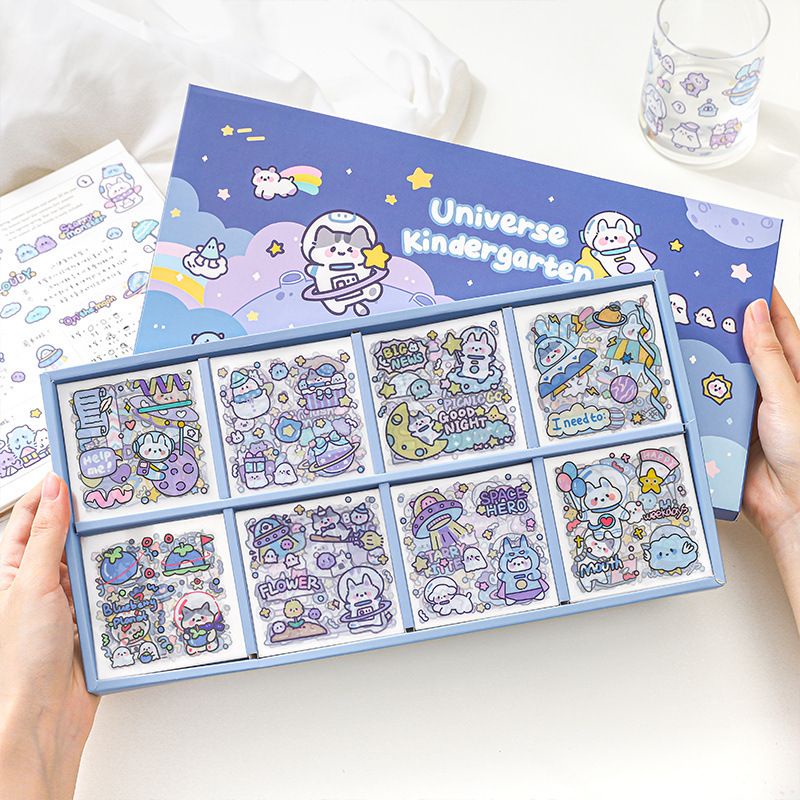 Hộp 200 tấm sticker hình dán cute trang trí sổ ly bình