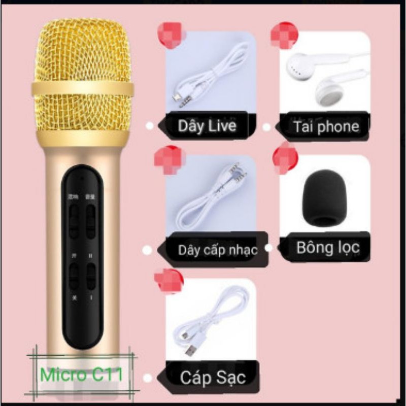 Mix C11 thu âm live stream loại cao cấp kèm tai phone