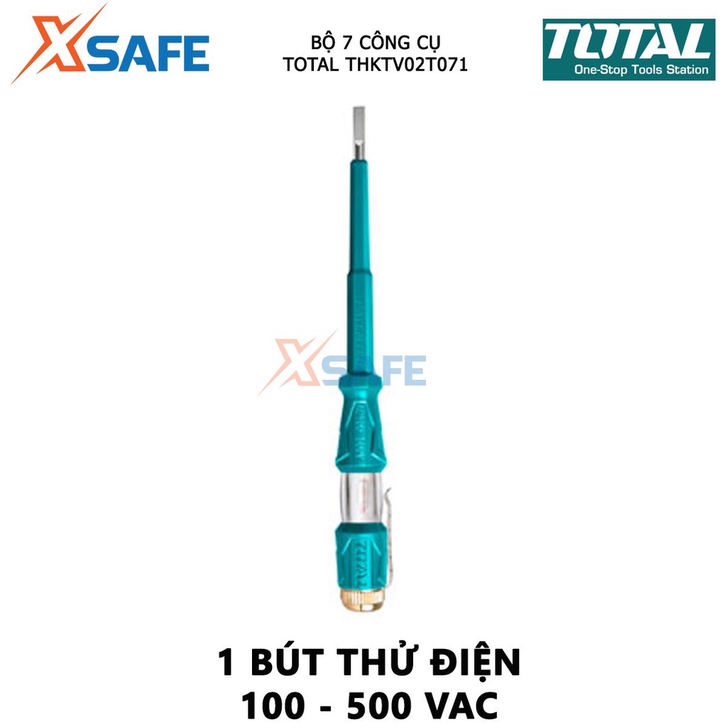 Bộ 7 công cụ viễn thông TOTAL THKTV02T071 dùng trong các ngành nghề như cơ khí, điện dân dụng, xây dựng - Chính hãng