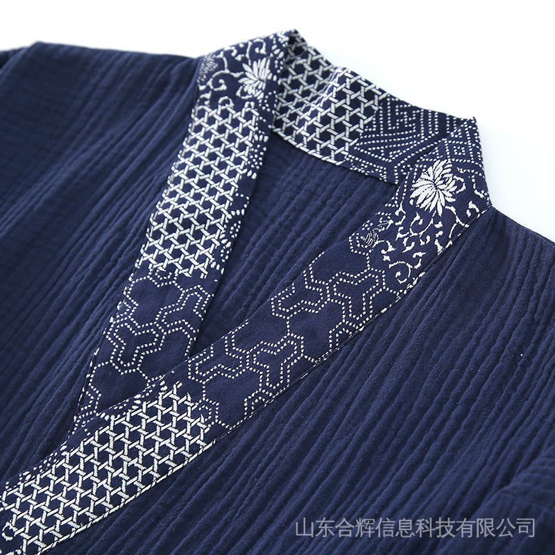 Set đồ ngủ kiểu Kimono bằng chất liệu cotton nguyên chất thấm hút mồ hôi phong cách Muji dành cho nam