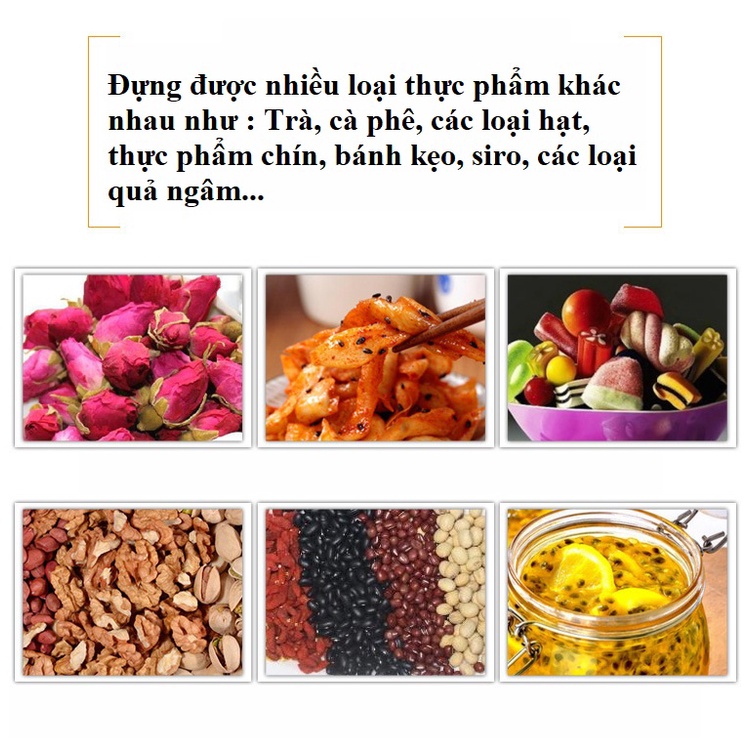 Lọ Thủy Tinh Nắp Cài Kín Hơi Vuông Jimmeal Có Gioăng Cao Su 150 300 500 750 1000 1500 2000 ml