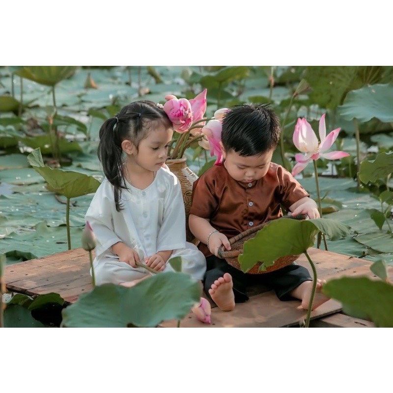BỘ BÀ BA PHI BÓNG BÉ TRAI VÀ BÉ GÁI KÈM KHĂN RẰN