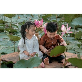 Bộ bà ba phi bóng bé trai và bé gái kèm khăn rằn