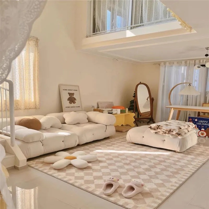 Thảm Lót Sàn Họa Tiết Kẻ Sọc Trang Trí Phòng Khách / Phòng Ngủ