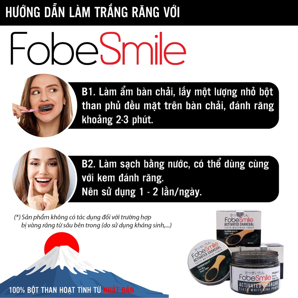 Bột Trắng Răng Than Tre Hoạt Tính Fobe Smile Hũ 30gr