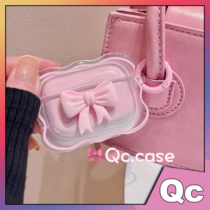 「Qc」Vỏ Bảo Vệ Hộp Sạc Tai Nghe ốp airpods Bằng Mềm Hình Nơ Hồng Chống Thấm Nước ốp case airpod 2 ốp airpods 3 bao tai nghe airpod pro ốp đựng airpods vỏ airpods pro vỏ bảo vệ tai nghe airpods ốp airpod 3 bảo vệ airpod pro