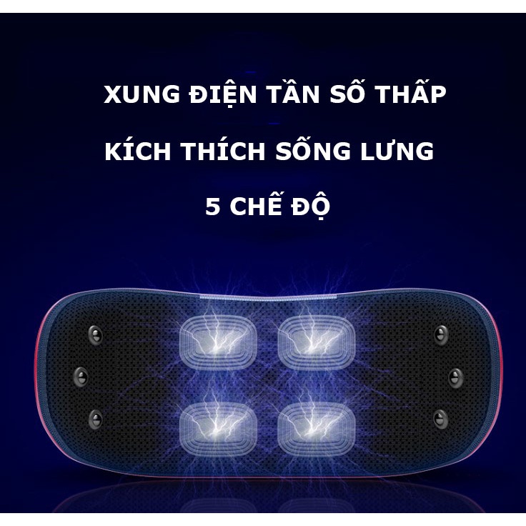 Máy massage lưng, massage cột sống có điều khiển, sưởi ấm hồng ngoại, 3 cấp độ rung
