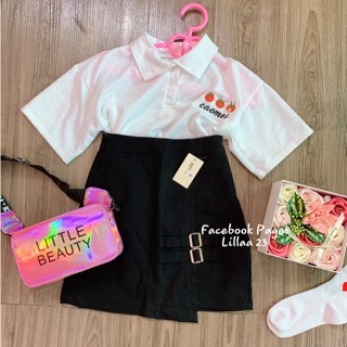 Set ulzzang ảnh thật áo croptop + váy 62