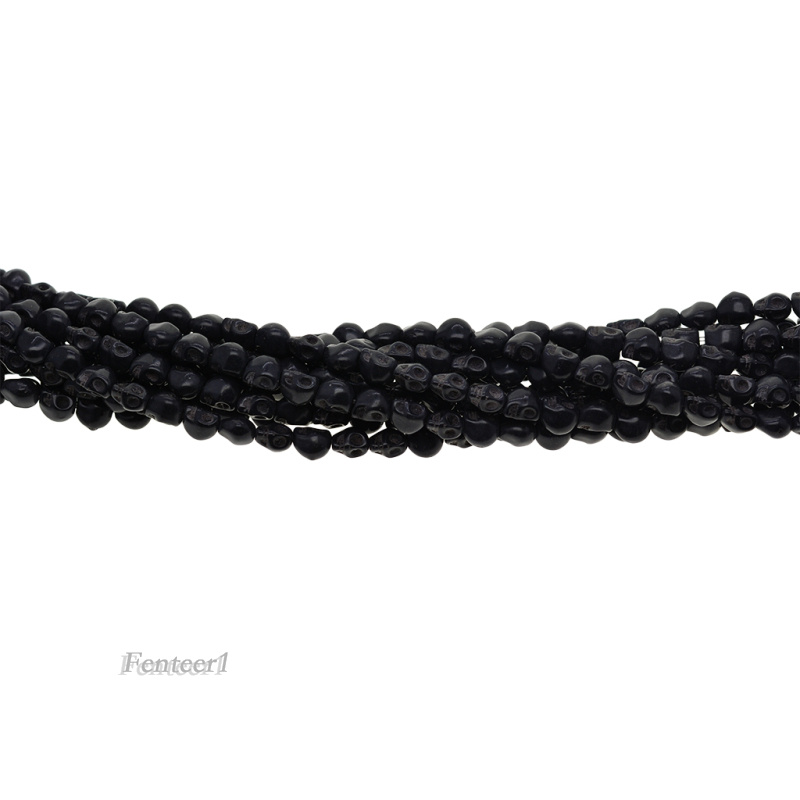 Chuỗi 52 hạt hình đầu lâu 8x6mm dài 40cm phong cách Halloween