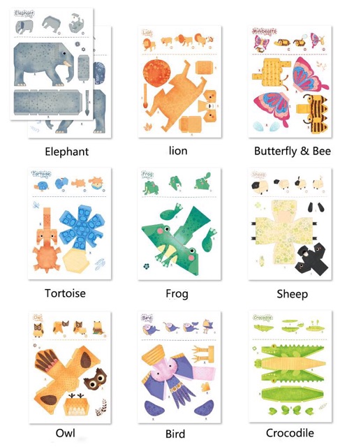 Mideer 3D Origami Animal - bộ giấy Origami xếp hình thủ công 3D động vật và máy bay