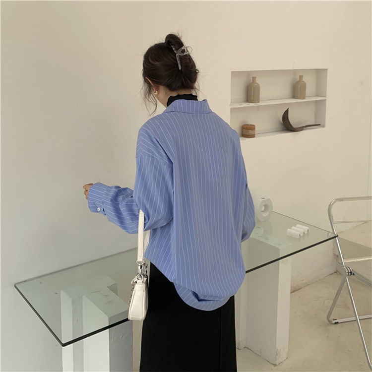 Áo Sơ Mi Dài Tay Họa Tiết Kẻ Sọc Xinh Xắn 8801