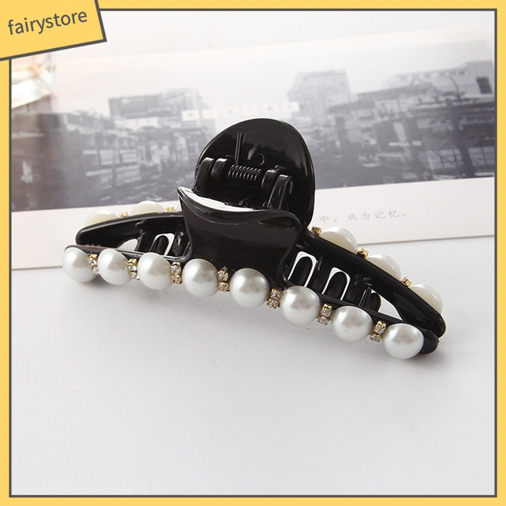 Kẹp tóc đính đá và ngọc trai giả thanh lịch dành cho nữ