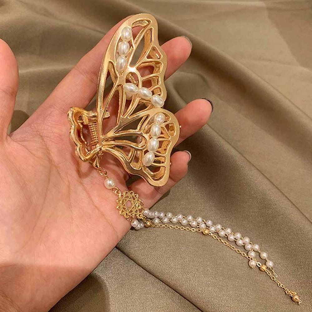 Kẹp Tóc Hình Bướm Rỗng Lấp Lánh Phong Cách Vintage Cho Nữ