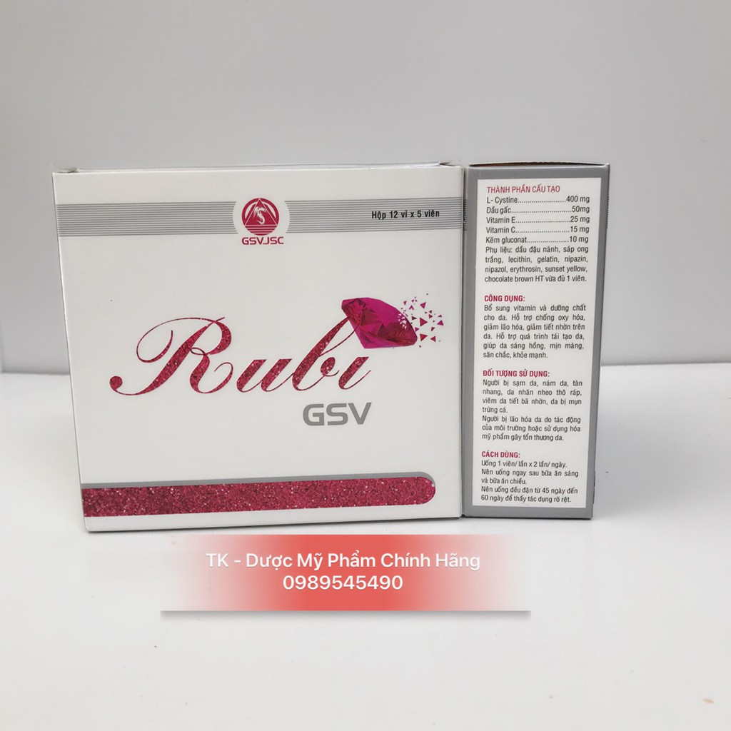 [QUÀ TẶNG] Viên Uống Rubi Gsv Đẹp Da, Nám Da, Sạm Da Bổ Sung Vitamin Và Dưỡng Chất Cho Da - Hộp 60 Viên | BigBuy360 - bigbuy360.vn