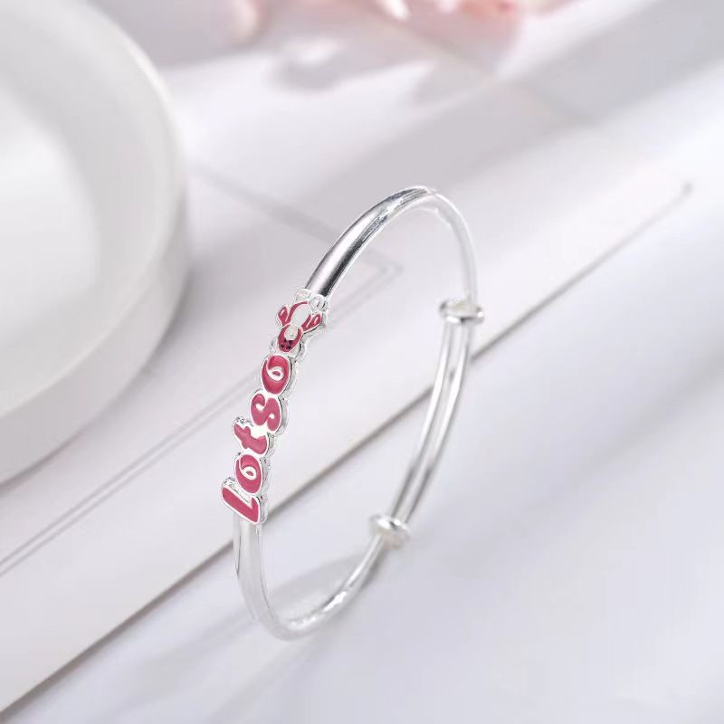 Vòng Tay Bạc Sterling Họa Tiết Gấu Dâu Hoạt Hình Đơn Giản Cho Nữ