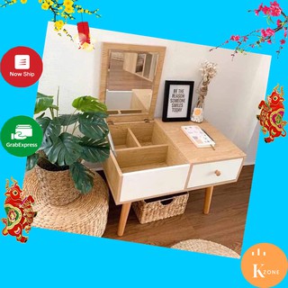 Bàn trang điểm bệt | Bàn trang điểm kèm gương, có ngăn để đồ mỹ phẩm tiện lợi