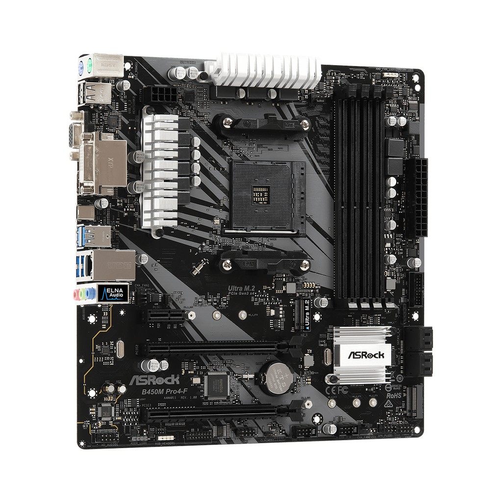 Mainboard Asrock B450M Pro 4-F (AMD Socket AM4) New - Bảo hành 36 tháng