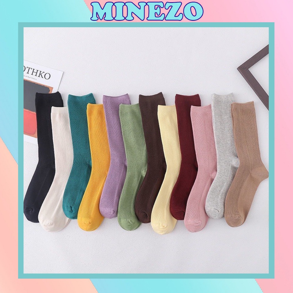 Tất nhún cổ cao Minezo vớ nữ phong cách vintage Hàn Quốc TN11
