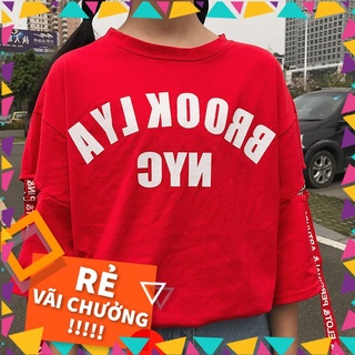 [Hàng Có Sẵn] Áo Thun Cotton Tay Lỡ NYC Đỏ Siêu Mát