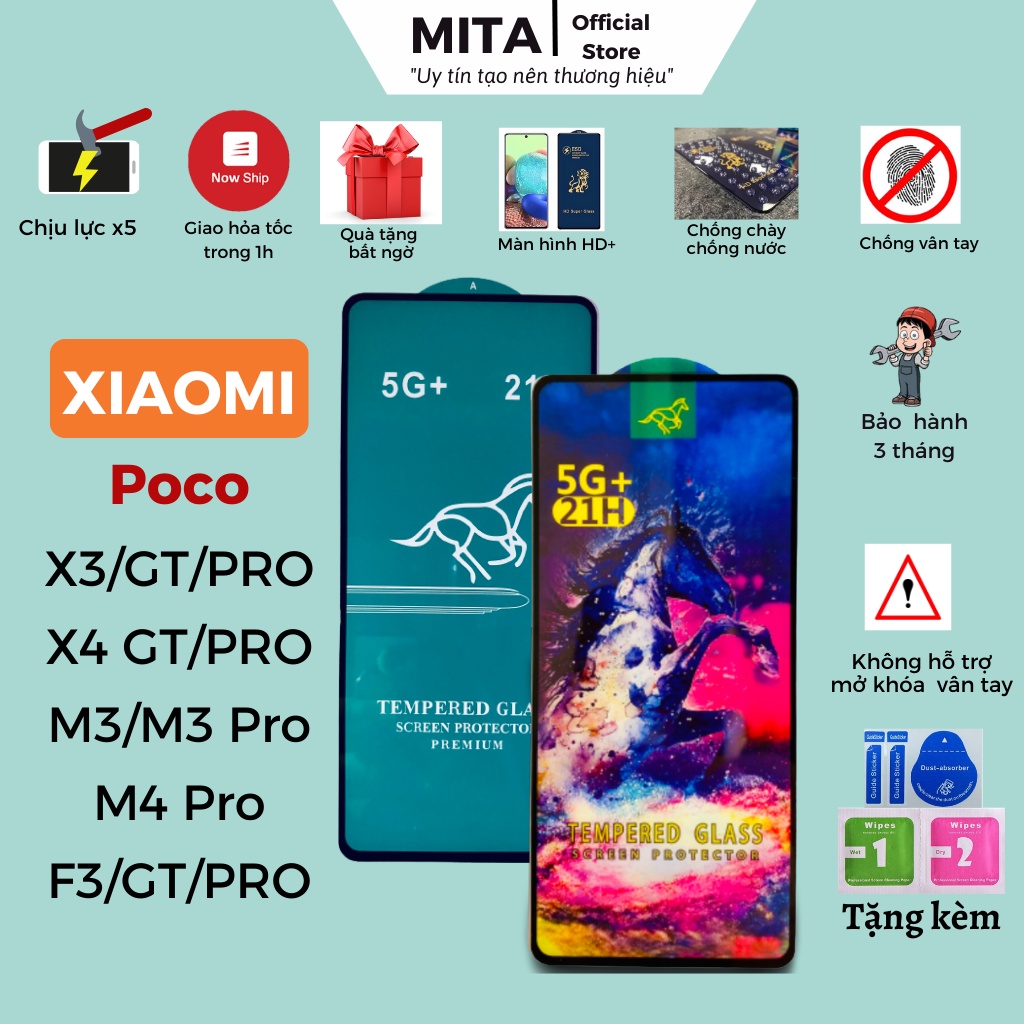 Kính Cường Lực Xiaomi Poco X3 / X3 GT/ X3 NFC / X3 Pro / M2/ M2 Pro/ M3/ M3 Pro/ M4 Pro/ F3/ F3 Pro/X4 pro/X4 GT full