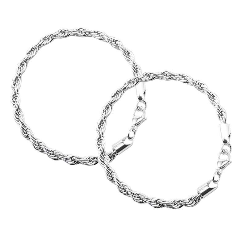 Vòng Tay Mạ Bạc Kiểu Dáng Đơn Giản Thời Trang 4mm JP5