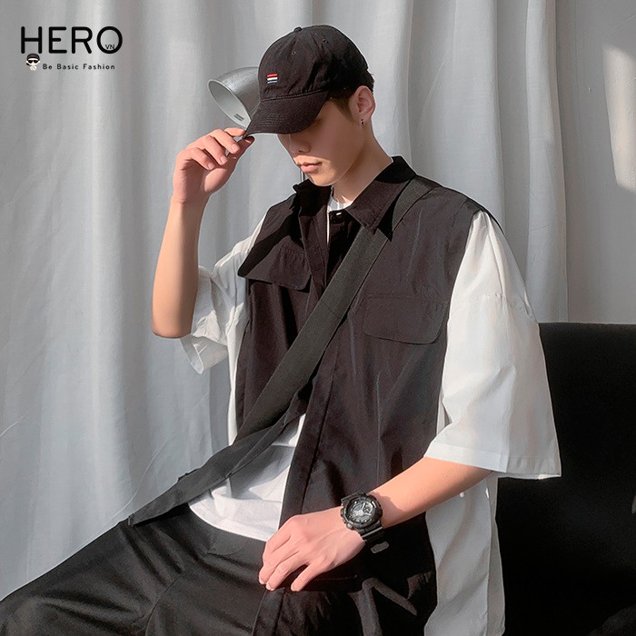 Áo Sơ Mi Tay Lỡ Nam Nữ Unisex Phối Màu Túi Cá Tính Form Rộng Đẹp Vải Kate Hàn MrHero Phong Cách Hàn Quốc SMK1 | BigBuy360 - bigbuy360.vn