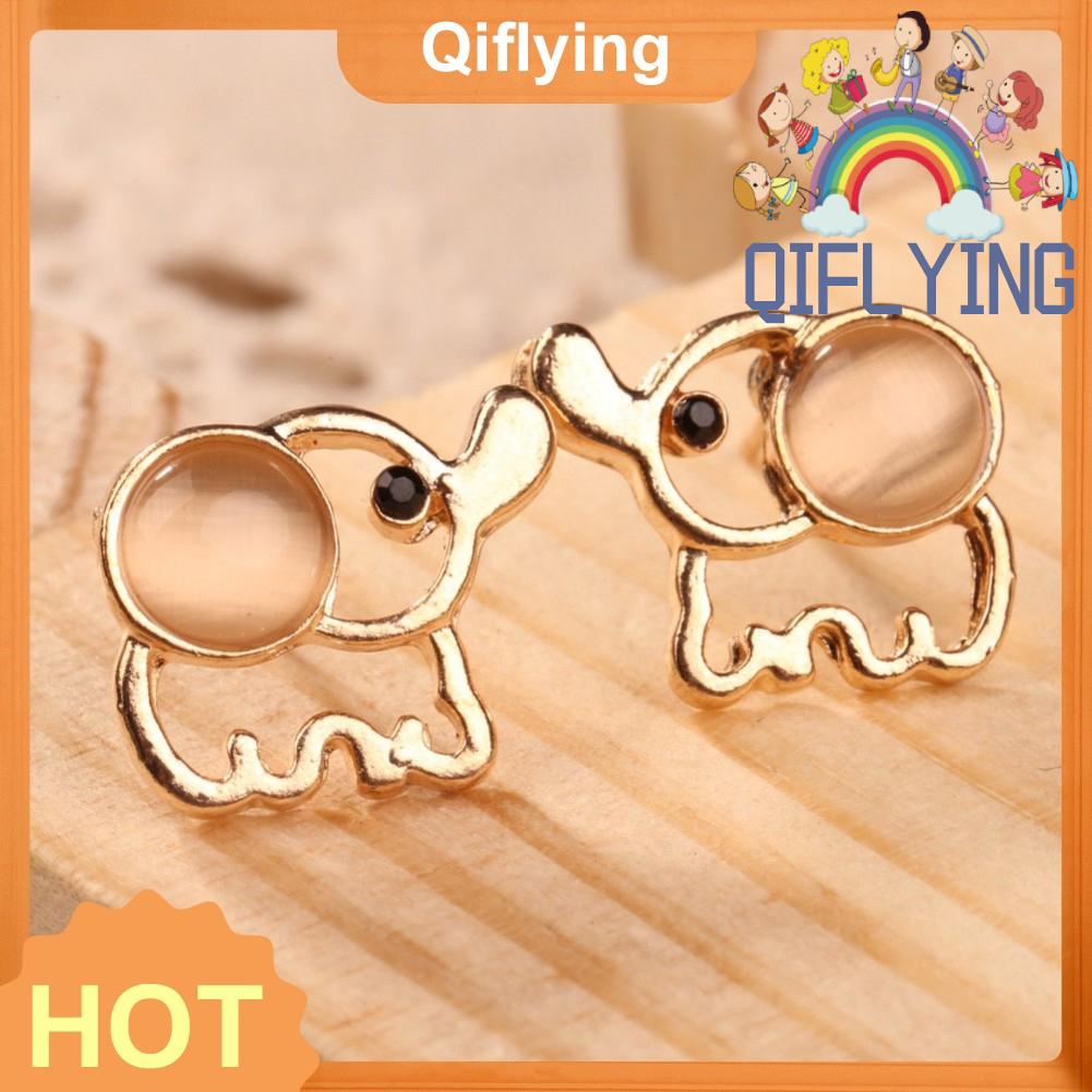 Khuyên tai hình con voi mạ vàng đính đá Opan phong cách Hàn Quốc dành cho nữ