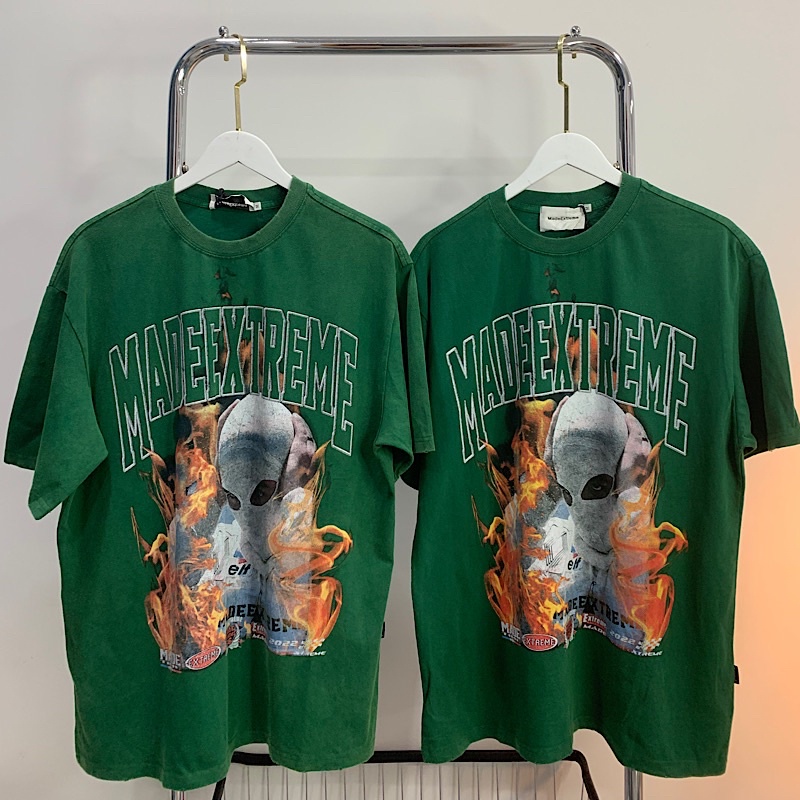 Áo phông denim wash MADE EXTREME chính hãng form rộng 3 màu xanh lá, đen, trắng