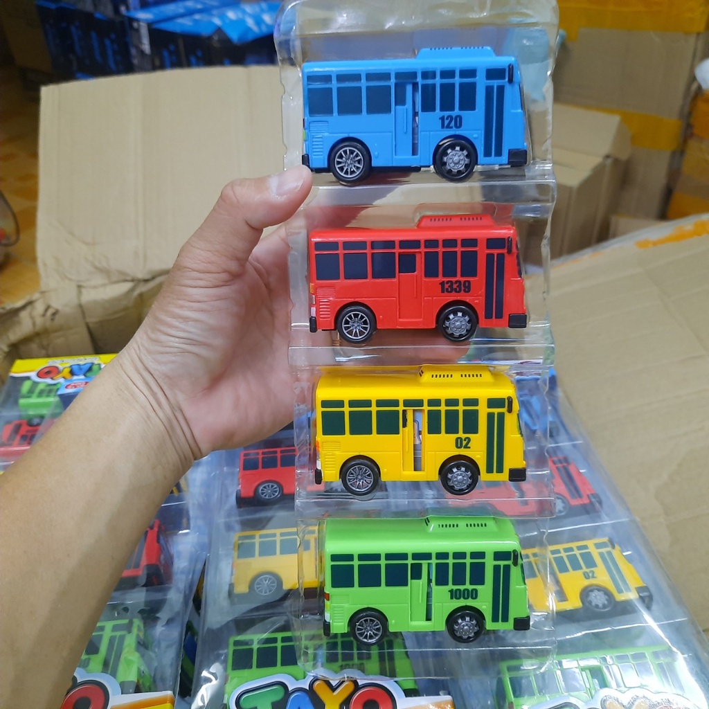 Xe buýt Tayo bus đồ chơi trẻ em bộ 4 chiếc bằng nhựa