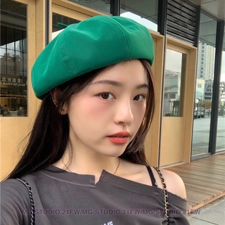 Mũ beret da dạng quả bí trơn màu phong cách retro nhật bản dễ phối đồ thời trang thu đông dành cho nữ