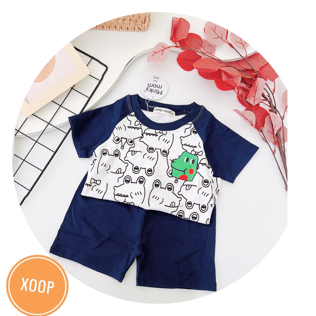 Bộ cộc tay minky mom xuất dư  họa tiết trắng đen động vật lợn gấu cho bé (SP002085 ) shop phúc yến