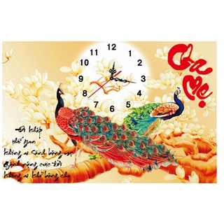 Tranh đính đá đồng hồ cha mẹ vs063 - 80 x 55 cm ) - chưa đính