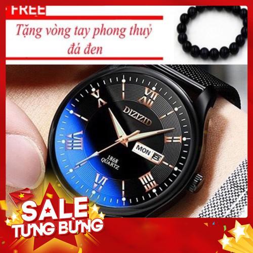 Đồng hồ Nam DIZIZID Cao Cấp Chống Nước- Nam Tính, Lịch Lãm, Sang Trọng-Tặng vòng tay tỳ hưu đen may mắn - Hàng nhập khẩu