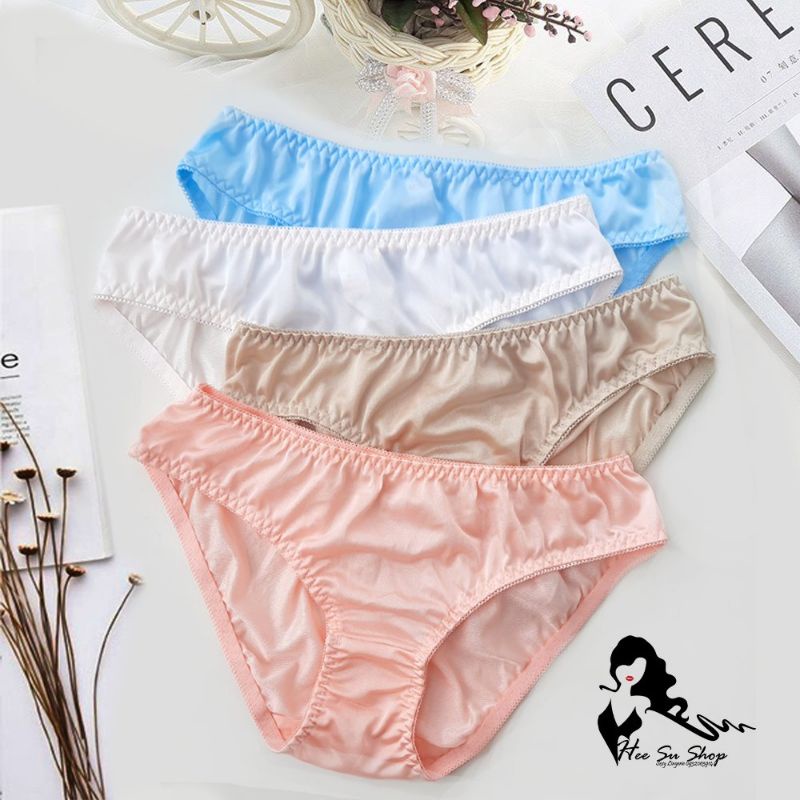 Combo 4 quần lót thun lạnh bóng trơn 115 (mông 90-97cm) (50-60kg)
