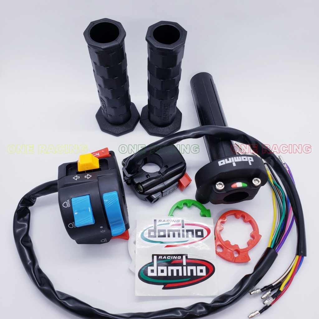 Combo cùm tăng tốc domino + công tắc fz passing trái phải, 2 bao tay daytona cao cấp gắn xe máy, màu đen