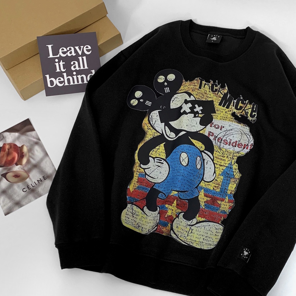 Áo Sweater OD Oversize Mickey Usa, áo nỉ dài tay Unisex ODIN CLOTHING | BigBuy360 - bigbuy360.vn