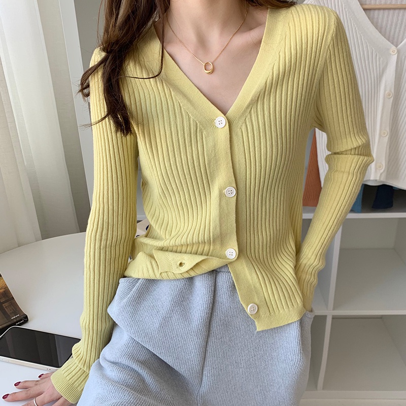 Áo khoác cardigan Pure Cube dệt kim cổ chữ V dáng rộng phong cách Hàn Quốc thời trang thu đông cho nữ