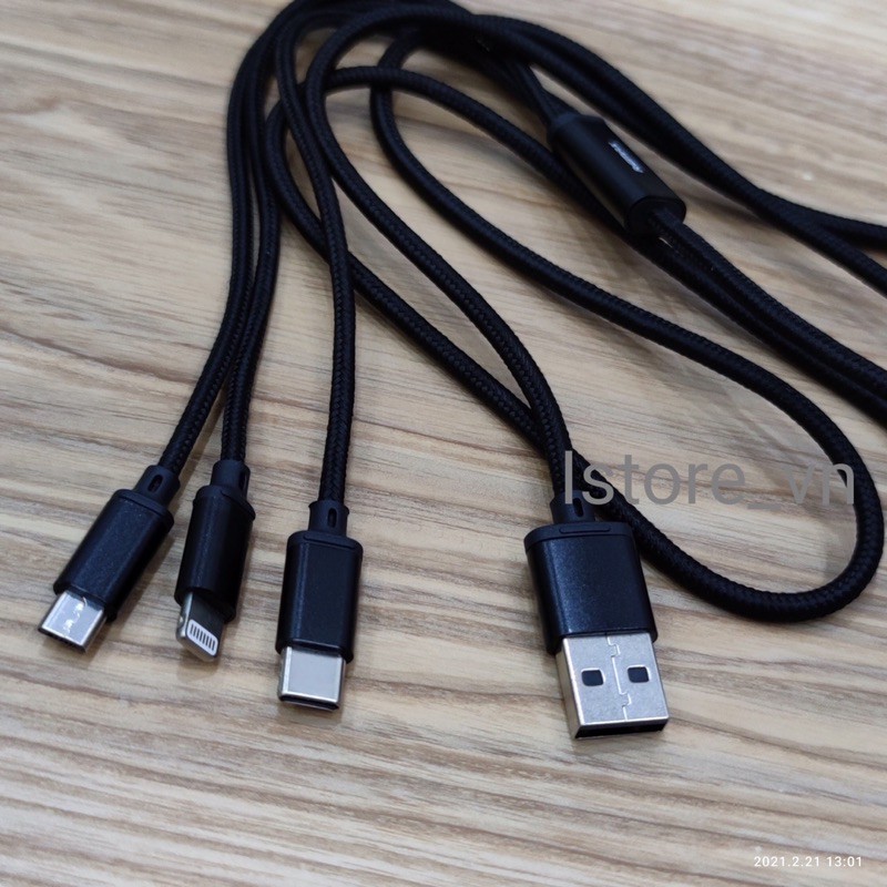 Cáp Sạc Remax 3 Đầu RC-131TH IPHONE - MICRO USB - TYPE C Dây Dù