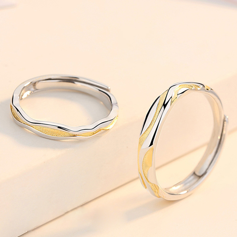 FOREVER 1 Nhẫn Đôi Mạ Vàng Phong Cách Hàn Quốc