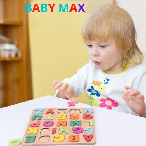 Bảng chữ cái cho bé bằng gỗ bảng số hình khối thông minh sáng tạo đồ chơi giáo dục montessori BABY MAX