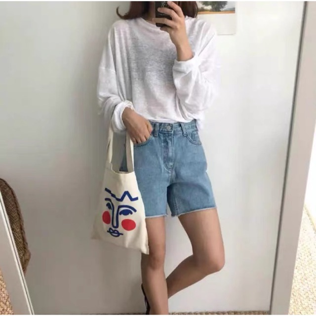 túi tote đeo chéo vải canvas ulzzang vừa khổ a4