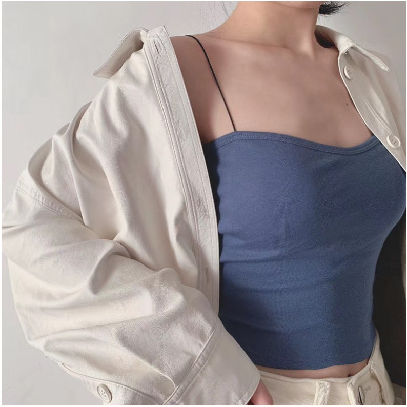 Áo lót 2 dây, bra dáng dài chất cotton nhẹ lót, bralette thoáng mát, Leblurshop