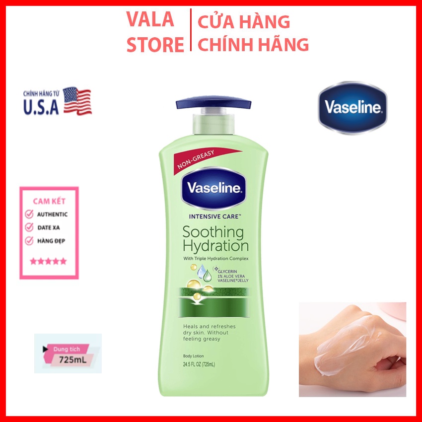 Sữa dưỡng thể Vaseline Intensive Care Aloe Soothe Body Lotion ( Xanh lá,725mL )