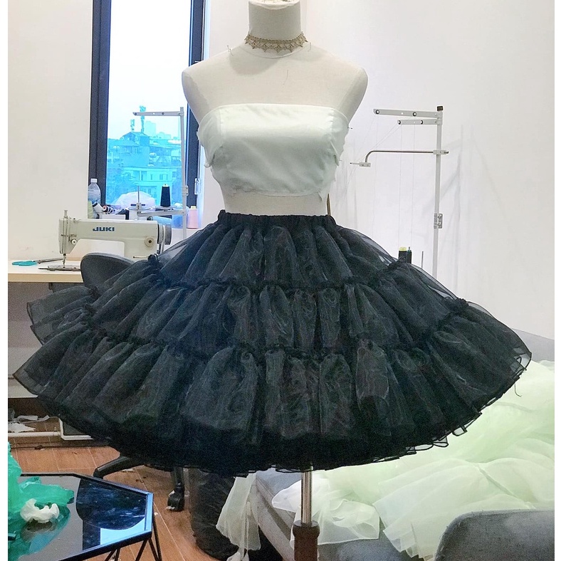 Tùng phồng Lolita A-line siêu phồng chất liệu voan kính 15m mẫu PETTI02 màu đen/ trắng/ xanh/ hồng/ kem