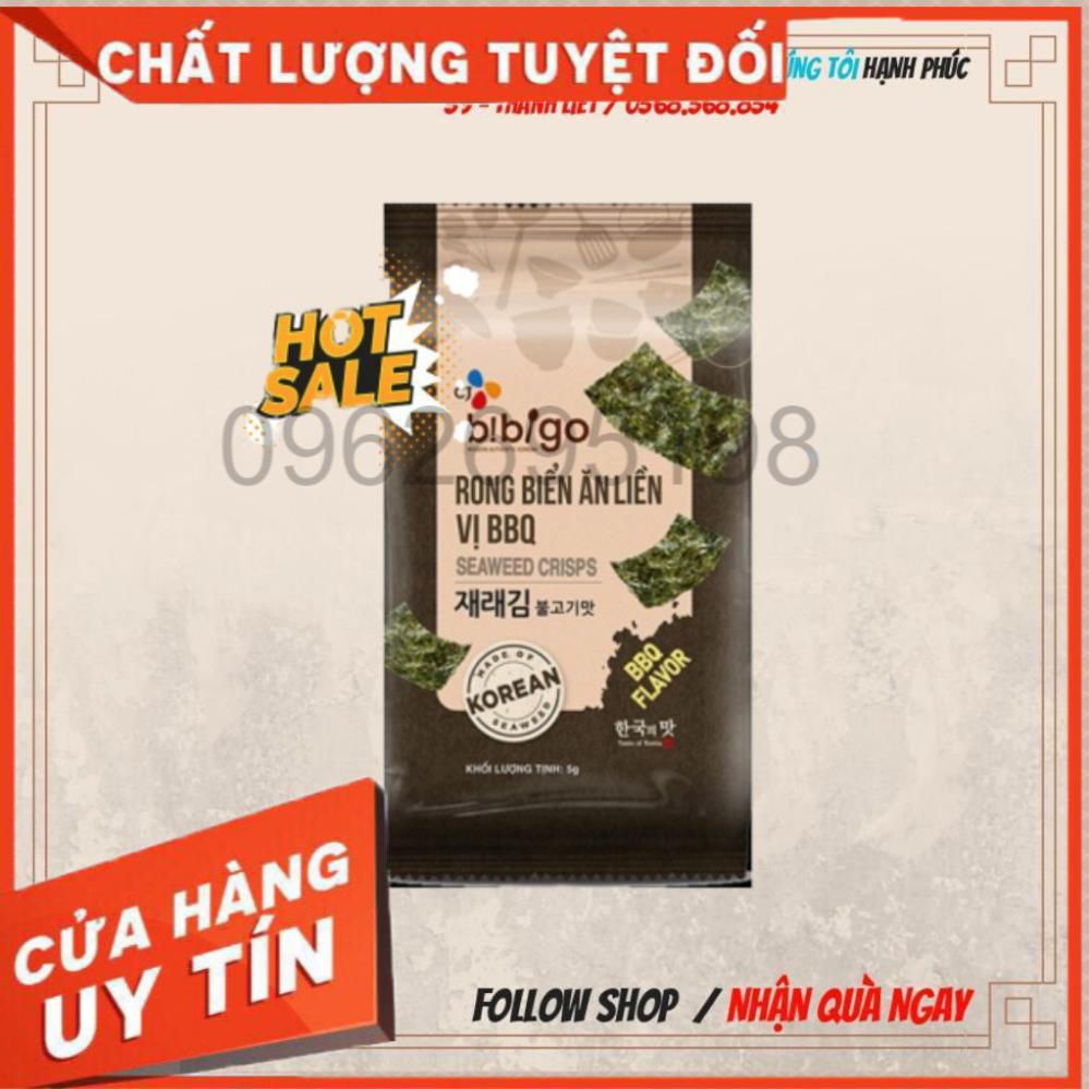 ( LỐC 3 GÓI ) RONG BIỂN ĂN LIỀN VỊ BBQ BIBIGO GÓI 5G