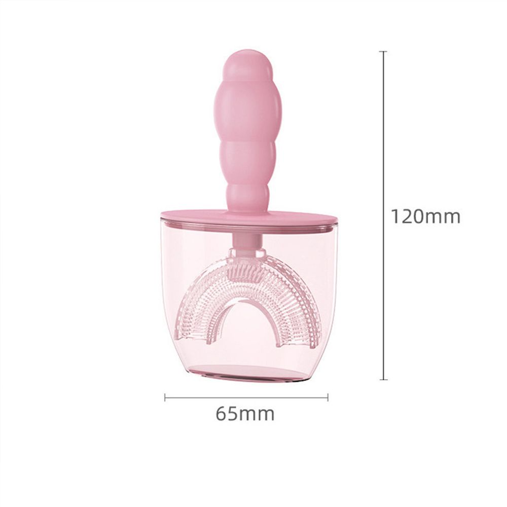 [Hàng mới về] Bàn chải đánh răng hình chữ U bằng silicon có nắp đậy chống bụi cho bé