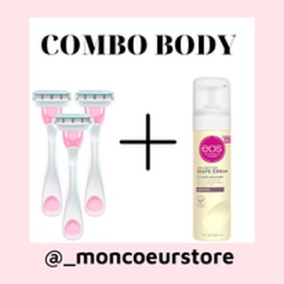 《 NEW 》Set Dao Cạo Body Venus Cao Cấp & Kem Cạo An Toàn EOS Vanilla Bliss 207ml