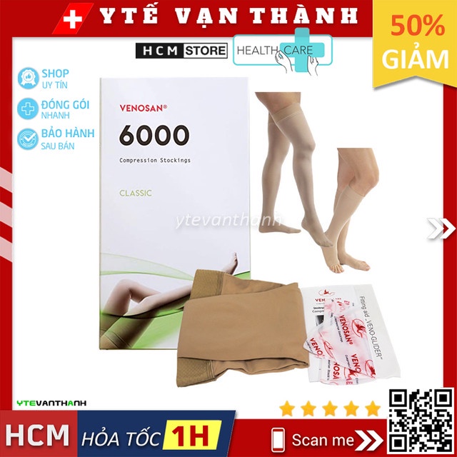 Vớ Y Khoa Venosan 6000 (Màu Da - Hở Ngón) | Tất Suy Giãn Tĩnh Mạch - Chính hãng Thụy Sĩ -VT0446